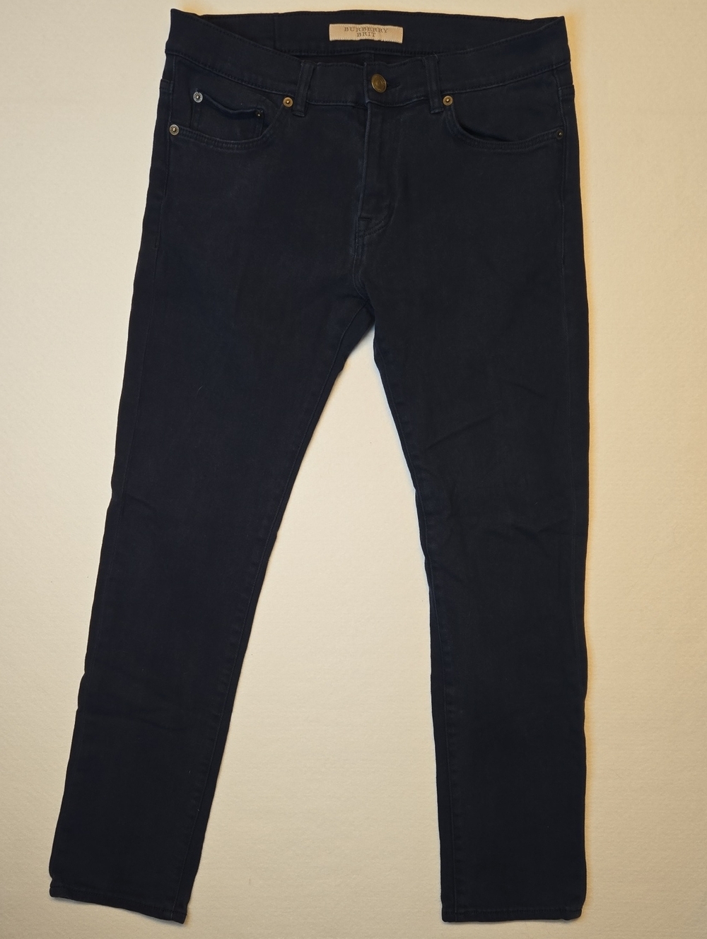 Burberry Brit Dark Navy Blue Slim Tapered Fit Cotton Stretch Jeans Vintage